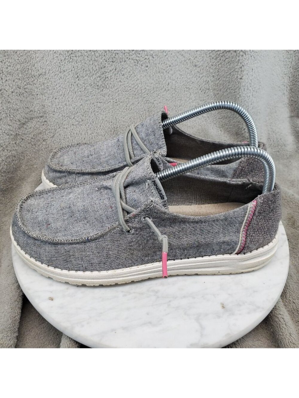 Hey Dude Shoes Womens Size 8 Gray Canvas Wendy Black Confetti Slip On *Read*
